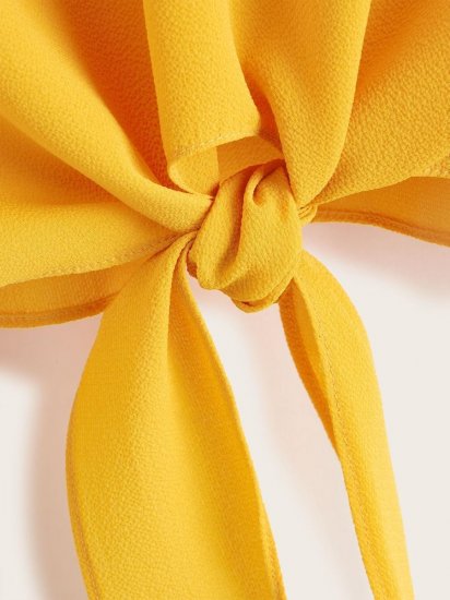Layered Sleeve Knot Hem Blouse - Click Image to Close