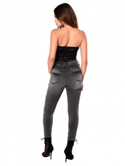 Zip Fly Skinny Crop Jeans - Click Image to Close