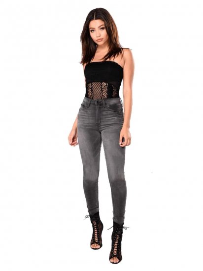 Zip Fly Skinny Crop Jeans - Click Image to Close