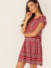 Leaf Branch Print Tunic Dress