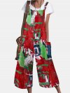 Multi-color Print Straps Wide Leg Jumpsuit For Women