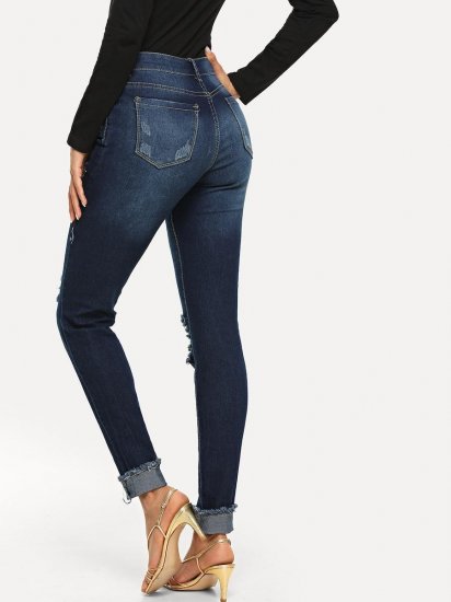 Raw Hem Ripped Jeans - Click Image to Close