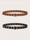 2pcs Eyelet Decor O-ring Buckle Belt