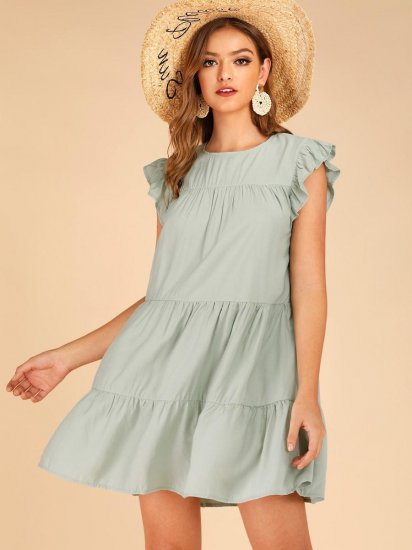 Butterfly Sleeve Babydoll Dress - Click Image to Close