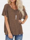 Solid Color O-Neck Short Sleeve Backless T-shirt