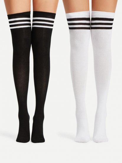 Striped Over The Knee Socks 2pairs - Click Image to Close