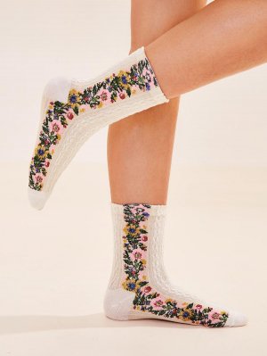 Flower Pattern Socks 1pair