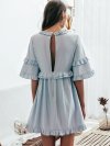 Simplee Frill Trim V Neck Cut-out Back Dress