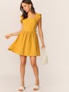 Ruffle Armhole Tie Back Dress