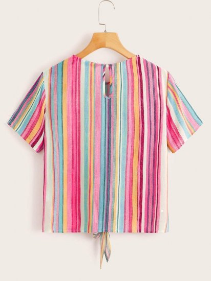 Colorful Striped Knotted Front Top - Click Image to Close