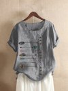 Printed Short Sleeve O-Neck T-shirt For Women