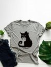 Cartoon Cat Printed Short Sleeve O-neck T-shirt For Women