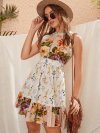 Floral Print Sleeveless Halter Dress