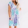 Tie-dyed Print Short Sleeve V-neck Casual Dress For Women