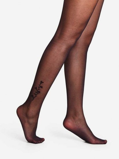 Flower Side Pattern Pantyhose Stockings - Click Image to Close