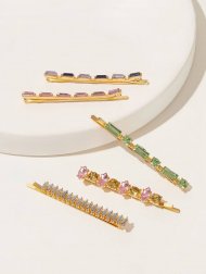 5pcs Rhinestone Engraved Hairpin