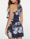 Floral Print Halter Ruffle Zipper Short Casual Romper for Women