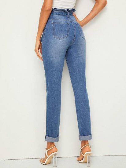 Paperbag Waist Cigarette Jeans - Click Image to Close