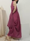 Irregular Sleeveless Solid Color Vintage Dress For Women