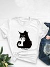 Cartoon Cat Printed Short Sleeve O-neck T-shirt For Women