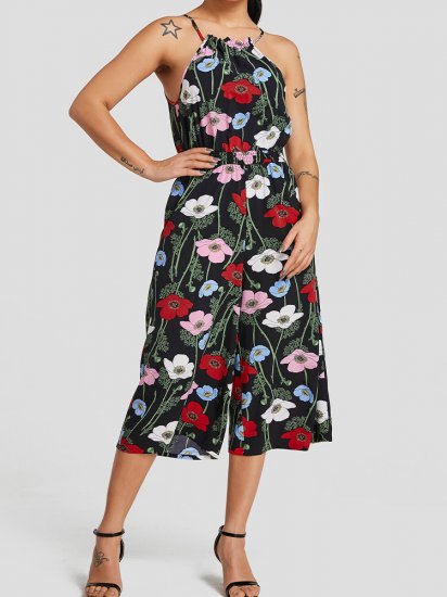 Floral Print Halter Pocket Long Casual Strap Jumpsuit for Women - Click Image to Close