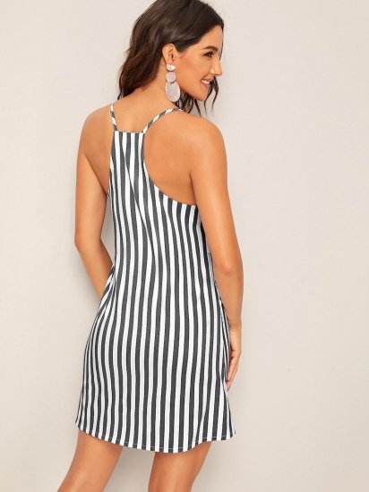 Stripe Print Slip Dress - Click Image to Close