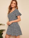 Ruffle Hem Button Up Floral Dress