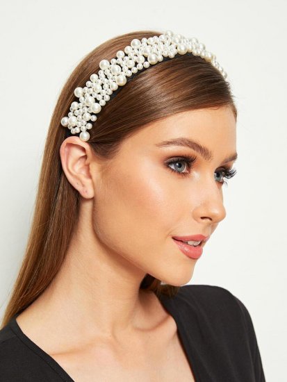 Faux Pearl Design Headband - Click Image to Close