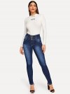 Button Fly High Waist Bleached Jeans