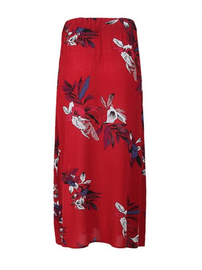 Boho Print Floral Front Breasted Vintage Maxi Skirts - Click Image to Close