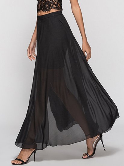 Chiffon Summer Knee-Length Pleated Skirts - Click Image to Close