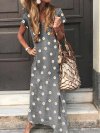 Floral Printed Short Sleeve V-neck Maxi Dress