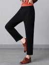 Casual Pure Color Elastic Waist Women Pants With Pockets