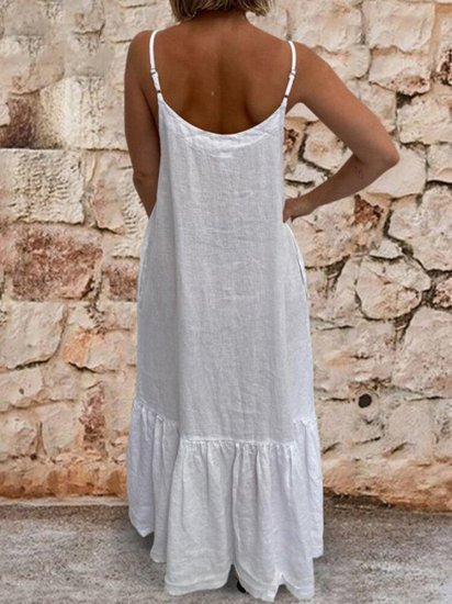 Leisure Camisole Maxi Dress With Side Pockets Adjustable Sling - Click Image to Close