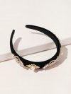 Faux Pearl Decor Rhinestone Engraved Flower Decor Headband