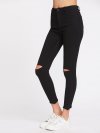 Knee Cut Frayed Hem Skinny Jeans