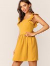 Ruffle Armhole Tie Back Dress