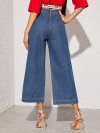 Button Fly Crop Wide Leg Jeans