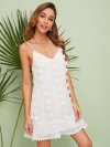 Swiss Dot Ruffle Hem Solid Slip Dress