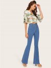 High Waist Button Up Flare Hem Jeans