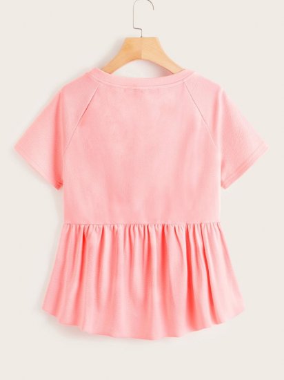 Dip Hem Raglan Sleeve Peplum Top - Click Image to Close