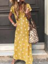 Floral Printed Short Sleeve V-neck Maxi Dress