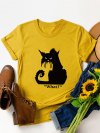 Cartoon Cat Printed Short Sleeve O-neck T-shirt For Women