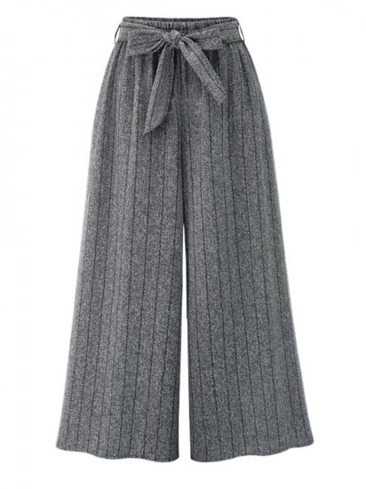 Casual Loose Striped Elastic Waist Women Wide Leg Pants - Click Image to Close