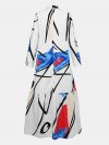 Graffiti Print Button Long Sleeve Causal Dress for Women