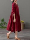 Embroidered Jacquard Asymmetrical Long Sleeve Vintage Dresses