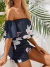 Floral Print Off-shoulder Short Sleeve Casual Romper for Women