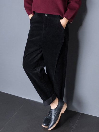 Casual Pure Color Pockets High Waist Pants For Women - Click Image to Close