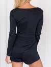 Solid Color Criss Cross Long Sleeve Sexy Casual Romper for Women