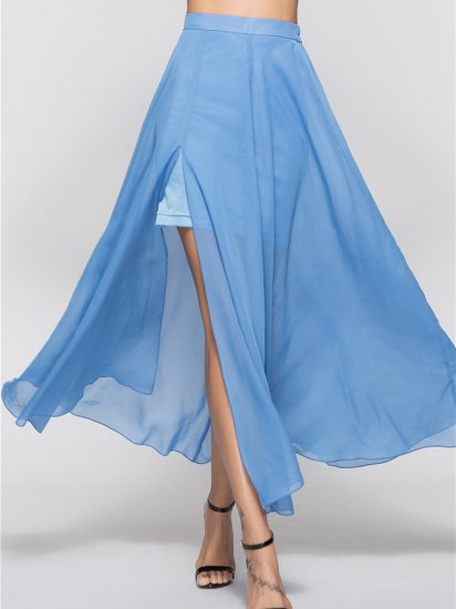 Chiffon Summer Knee-Length Pleated Skirts - Click Image to Close